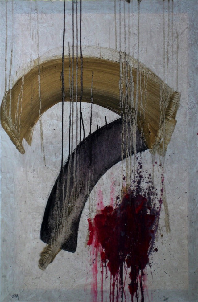 Malerei abstrakt, Mischtechnik auf Leinwand.