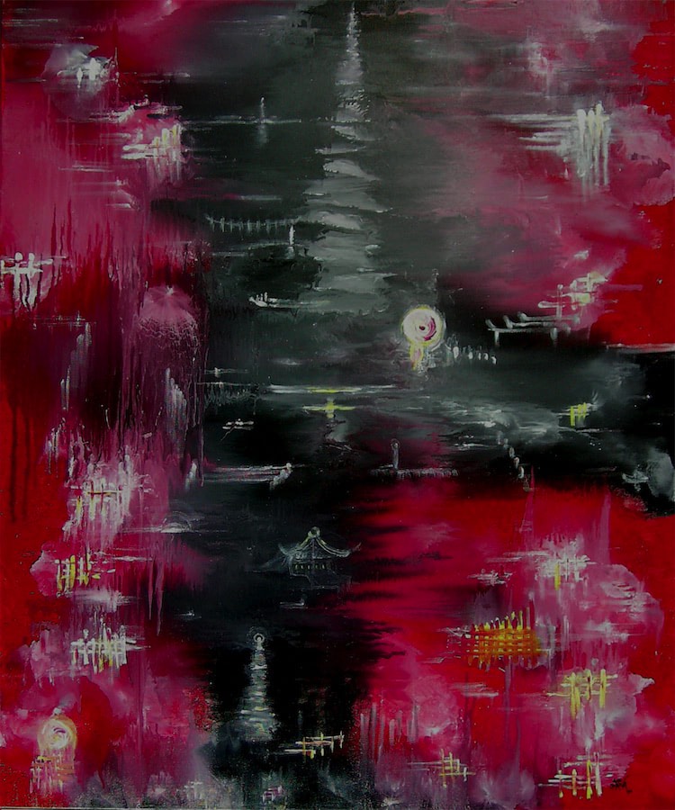 Chinese Summer-Night, Öl auf Leinwand