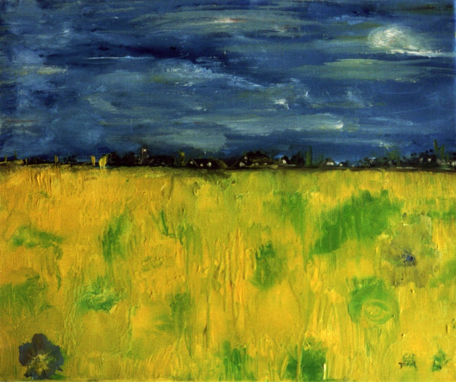 Rapsfeld im Mondschein vor Keitum,Sylt, Öl auf Leinwand