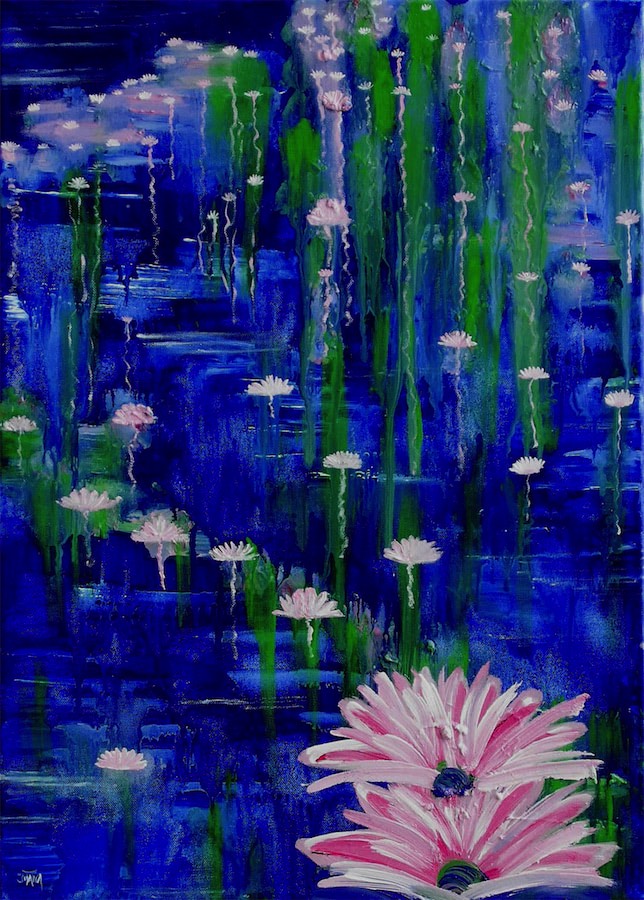 An den Seerosenteichen, Öl auf Leinwand.
