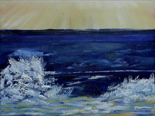 Abends am Meer, Öl auf Leinwand